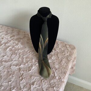 Barbara Blank All Silk Handmade Green Geometric Tie Necktie Retro 58"
